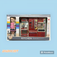 Іграшкова кухня з лялькою, посуд.
